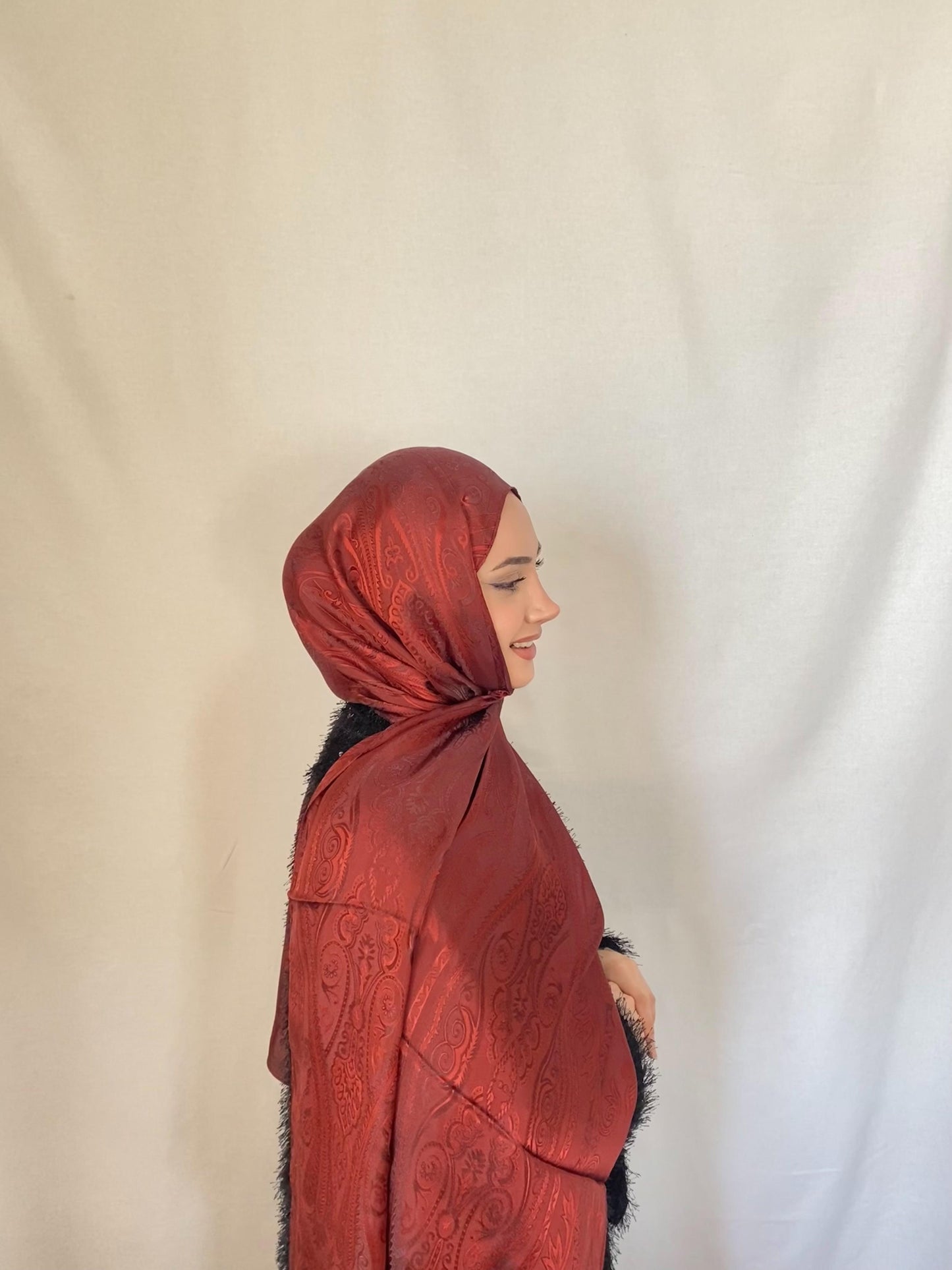 İTALYAN JAKAR ŞAL BORDO